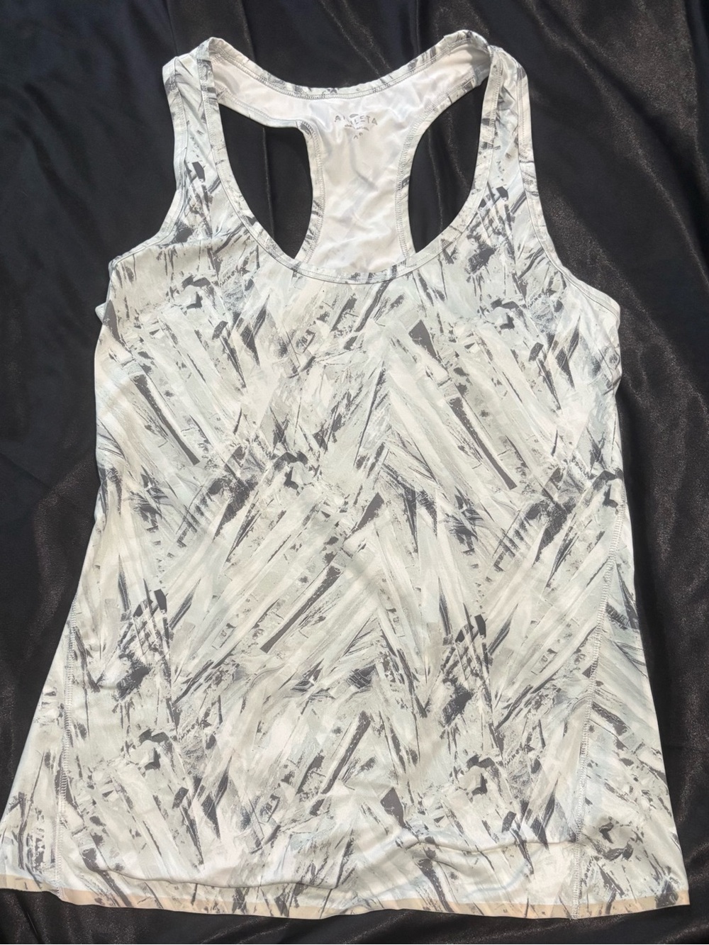 Athleta Light Gray Abstract Racerback Tank Top
